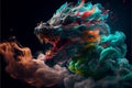 Stunning fierce colorful Chinese magical ghost spirit style dragon roaring