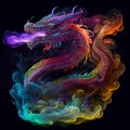 Stunning fierce colorful Chinese magical ghost spirit style dragon roaring