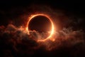 Stunning Fiery Solar Eclipse Bright Orange Corona Space Royalty Free Stock Photo