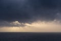 Stunning fine art landscape image of view from Hartland Quay in Devon England durinbg moody Spring sunset Royalty Free Stock Photo