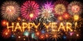 Fireworks at New Year with Copy Space Royalty Free Stock Photo