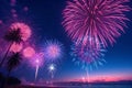 Stunning Fireworks Display Over Beach Royalty Free Stock Photo