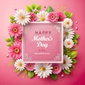 A Stunning Floral Frame Happy Mother\'s Day Greetings Card Design Royalty Free Stock Photo
