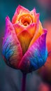 Stunning flower, Closeup multi colored blossomed bud, vibrant beauty Royalty Free Stock Photo