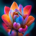 Stunning flower, Closeup multi colored blossomed bud, vibrant beauty Royalty Free Stock Photo