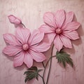 Ultra Detailed Pink Flower Wall Painting With Impasto Technique Royalty Free Stock Photo