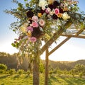 Stunning flowers on a Jewish wedding Chuppah