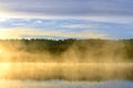 Stunning foggy Autumn morning . Amazing Lithuania nature