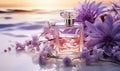 A stunning fragrance is encased in the exquisite purple transparent bottle