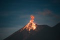 stunning Fuego Volcano erupting during beautirful night in Guatemala