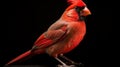 Vibrant Portrait Of A Cardinal Bird On A Black Background