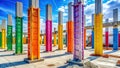 Detailed View of Precast Concrete Column Construction on a Sunny Building Site A Professional Image for Structural Royalty Free Stock Photo