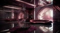 Stunning Futuristic Interior: Platinum & Deep Burgundy