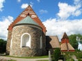 Stunning Gamla Uppsala Kyrka Old Church and the Bell Tower in the Old Town of Uppsala, Sweden Royalty Free Stock Photo