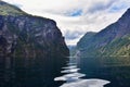Stunning Geirangerfjord seen by boat trip Royalty Free Stock Photo