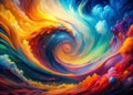 Stunning Generative AI Abstract Painting A Panoramic Exploration of Dynamic Colors and Fluid Motion