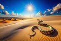 Stunning Generative AI Art Python Slithering Through a Dramatic Desert Landscape A Captivating Stock Photo for Nature Royalty Free Stock Photo