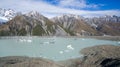 Stunning glacier lake view in New Zealand Royalty Free Stock Photo