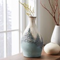 Stunning glazed vessel inspired by ice and frozen landscapes, showcasing intricate details and a harmonious color