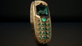 Stunning Gold Cell Phone With Emerald Detailing - Photorealistic Renderings And Dayak Art