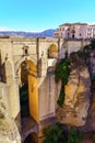 Stunning gorge with the New Bridge in the picturesque Andalusian village of Ronda, Malaga.