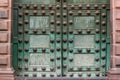 Stunning green colored door of Cusco Cathedral in Cusco, Peru, South America Royalty Free Stock Photo