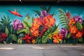Vibrant Flora and Fauna: A Captivating Tropical Mural