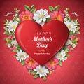 A Stunning Happy Mother\'s Day Greetings Card Design on a Floral Heart Shape Royalty Free Stock Photo