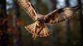 Stunning Hawk In Flight Captivating Forest Scene In 8k Royalty Free Stock Photo