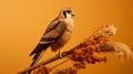 Stunning Hd Image Of Falcon Perched On Branch With Vibrant Background