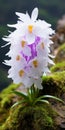 Whistlerian Fairytale: White Orchid On Mossy Stone