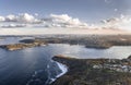 Stunning high angle aerial drone view of Balmoral Beach and Edwards Beach in the suburb of Mosman, Sydney, Australia Royalty Free Stock Photo