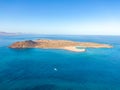 Stunning high angle panoramic aerial drone view of Isla de Lobos, a small uninhabited island near Fuerteventura Royalty Free Stock Photo