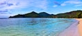 Stunning high resolution beach panorama taken on the paradise islands Seychelles