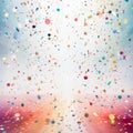 Vibrant Festive Confetti and Streamers on White Marble Floor Royalty Free Stock Photo