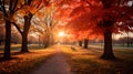 Autumn Allure: Multicolored Leaves and Trees Showcasing Nature\'s Vibrant Palette in a Park. Generative Ai