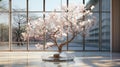 Vibrant Magnolia Blossom in Contemporary Glass Greenhouse