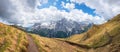 stunning hiking route from Pordoijoch to lake Fedaia, dolomites south tyrol Royalty Free Stock Photo