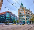 Stunning historic buildings and shopping malls on Bahnhofstrasse, on April 3 in Zurich, Switzerland