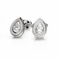 Stunning Hollow Halo Cufflinks With Drop-shaped Diamonds In 18k White Gold