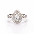 Stunning Hollow Halo Diamond Ring In 18k White Gold