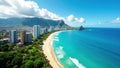 Stunning Honolulu cityscape, azure ocean backdrop, vacation, coast Royalty Free Stock Photo