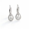 Hollow Halo Hoop Earrings With Drop-shaped Diamonds In 18k White Gold