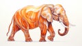 Stunning Hyper-realistic Orange Elephant Illustration With Stained Glass Effects