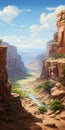 Breathtaking Hyperrealistic Canyon Painting In Artgerm Style