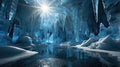 Crystal Cave with Light Sparkling Through the Ice, Reflecting on The Water Royalty Free Stock Photo