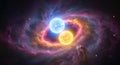 Binary Star System Colorful Nebula, Space, Galaxy, Universe Royalty Free Stock Photo