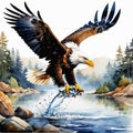 Wings of Power: The Eagle\'s River Hunt Royalty Free Stock Photo