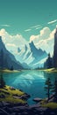 Grandeur Of Scale: Illustration Of Lake With Mountain Background