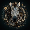 Zebra Head Design For Framed Art With Realistic And Fantastical Elements